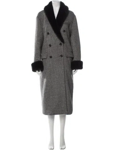 Pre-owned Reformation Houndstooth Print Coat In Black