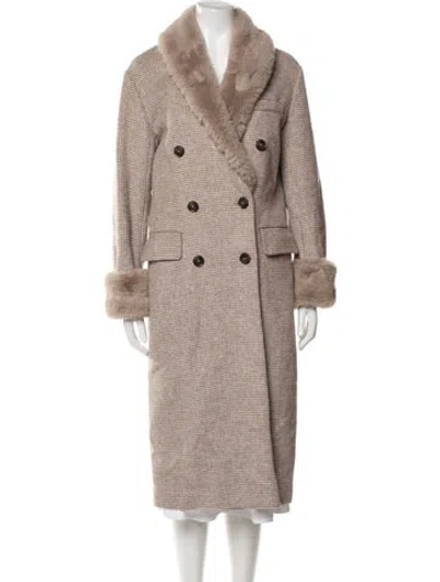 Pre-owned Reformation Houndstooth Print Coat In Neutral