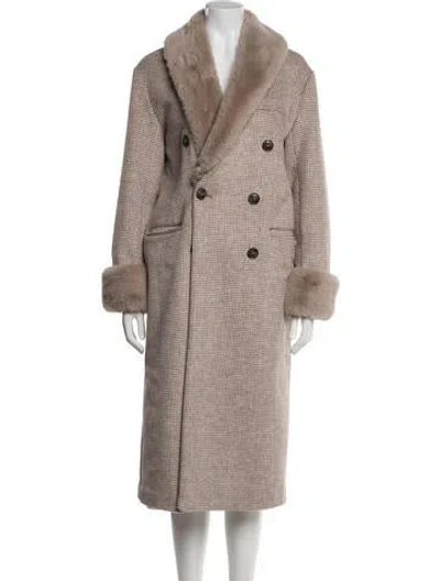 Pre-owned Reformation Houndstooth Print Coat In Neutrals
