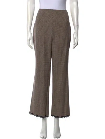 Pre-owned Reformation Houndstooth Print Flared Pants In Brown