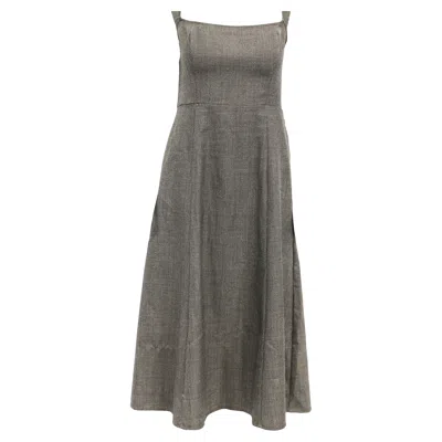 Reformation Houndstooth Print Midi Length Dress In Brown Polyester In Neutral