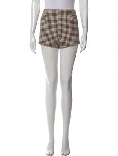 Pre-owned Reformation Houndstooth Print Mini Shorts In Blue