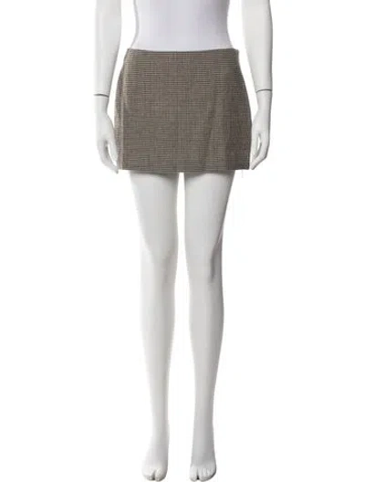 Pre-owned Reformation Houndstooth Print Mini Skirt In Grey