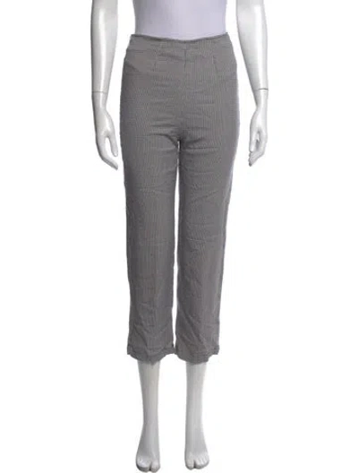 Pre-owned Reformation Houndstooth Print Straight Leg Pants In White