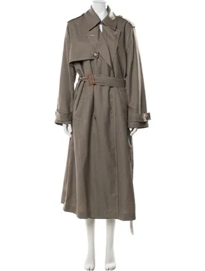 Pre-owned Reformation Houndstooth Print Trench Coat In Neutral