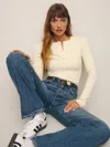 Reformation Hudson Long Sleeve Henley Tee In Sugar