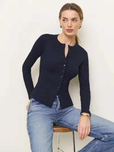 Reformation Hugh Knit Top In Midnight