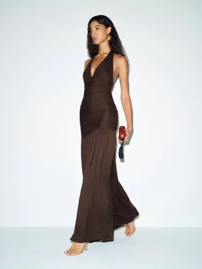 Reformation Hugo Knit Dress Brown Xs