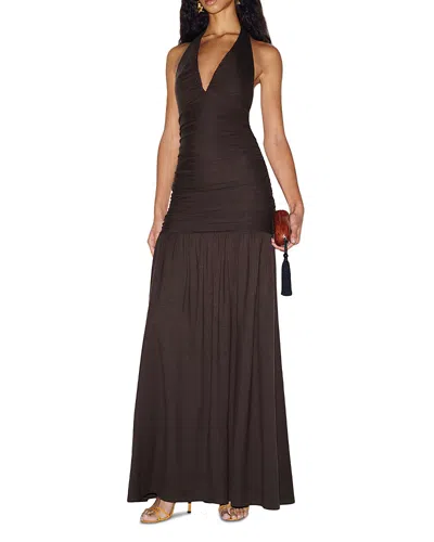 Reformation Hugo Ruched Knit Dress In Brown