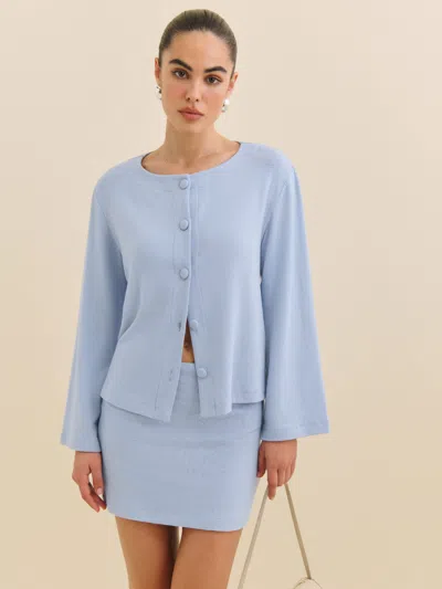 Reformation Hunter Knit Cardigan Set In Ice Water