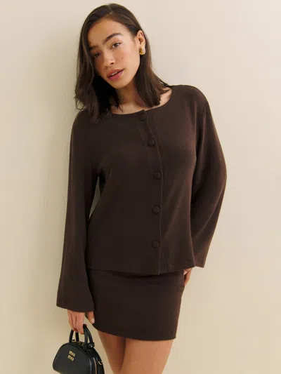 Reformation Hunter Knit Cardigan Set In Mole