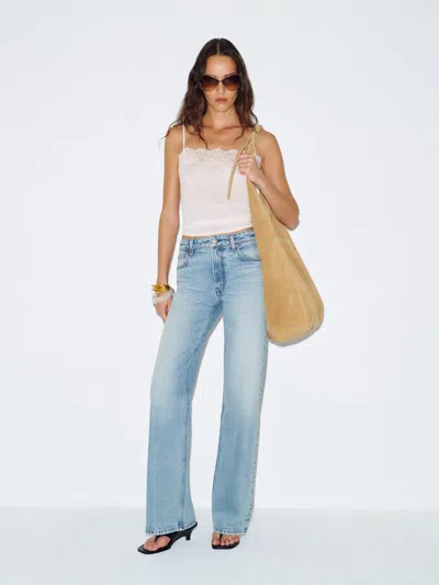 Reformation Hunter Stretch Mid Rise Wide Leg Jeans Blue 34