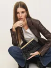 Reformation Iliana Shoulder Bag In Black Croc Emboss