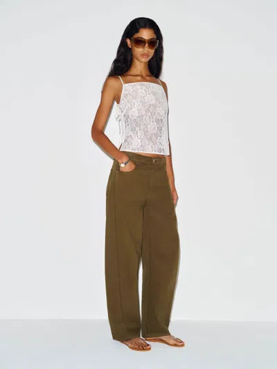 Reformation Iman Top Ivory Lace 8 In Burgundy