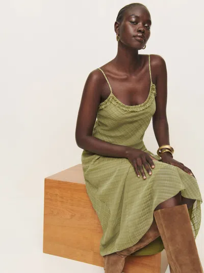 Reformation Imara Dress In Green Check