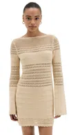 reformation inda open knit mini dress Birch white knit dress