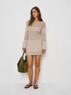Reformation Inda Open Knit Mini Dress In Neutral