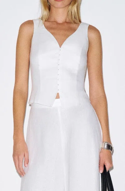 Reformation Womens White Indie Sleeveless Linen Top
