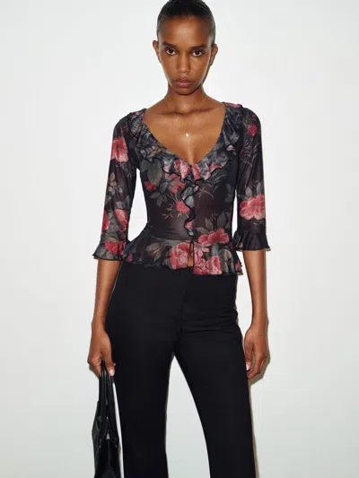 Reformation Indigo Knit Top Large In Black