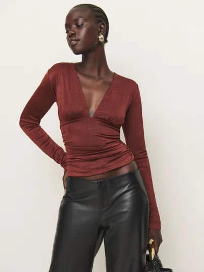 Reformation Ines Knit Top In Wine