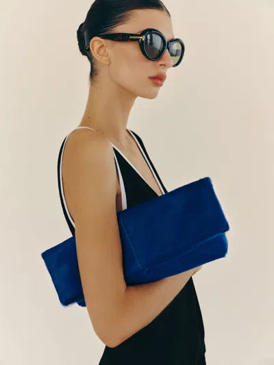 Reformation Inez Clutch Blue