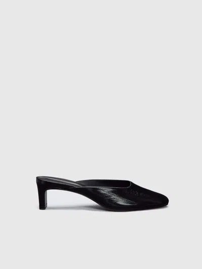 Reformation Inez Heeled Mule Black Eel 8.5