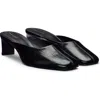 Reformation Inez Leather Heeled Mule In Black Eel