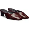 Reformation Inez Leather Heeled Mule In Ruby Eel