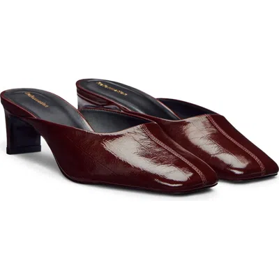 Reformation Inez Leather Heeled Mule In Ruby Eel