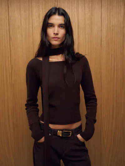 Reformation Irene Cashmere Sweater & Scarf Set In Brown