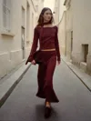 Reformation Irene Cashmere Sweater & Scarf Set In Burgundy