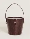Reformation Irina Bucket Bag In Espresso Croc Emboss