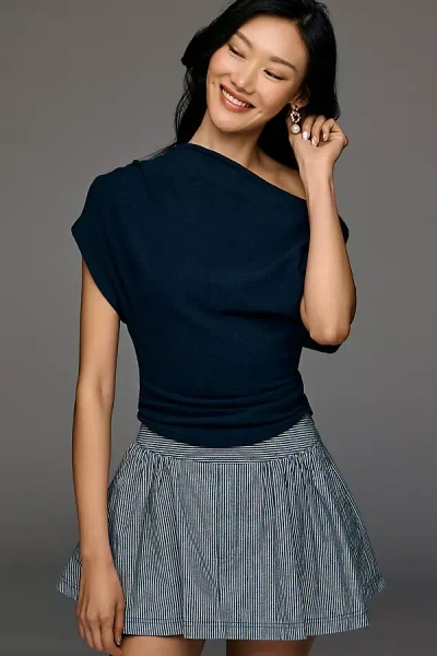Reformation Iris Asymmetric Knit Top In Blue