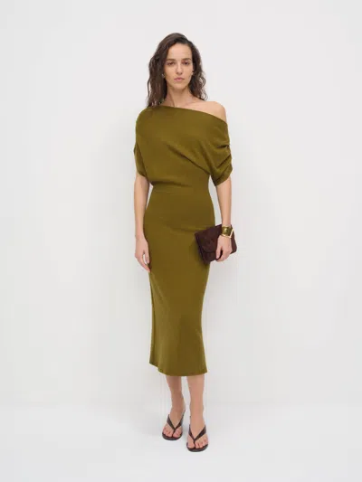 Reformation Iris One-shoulder Dress In Green