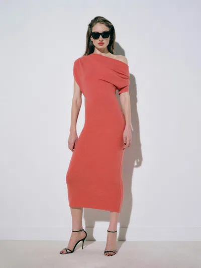 Reformation Iris Knit Dress Red Xl In Animal Print