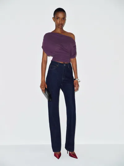 Reformation Iris Knit Top Purple Large