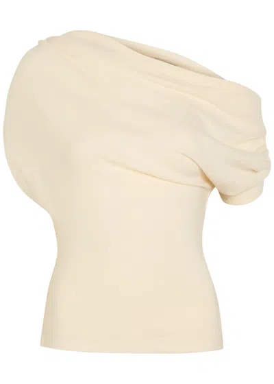 Reformation Iris Off-the-shoulder Knit Top In Neutral