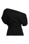Reformation Iris One-shoulder Knit Top In Black