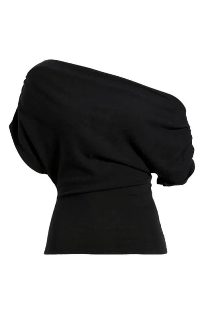 Reformation Iris One-shoulder Knit Top In Black