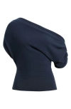 Reformation Iris One-shoulder Knit Top In Blue