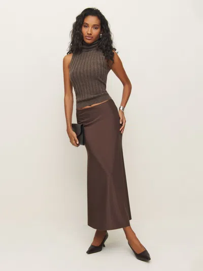 Reformation Isabella Knit Skirt In Brown