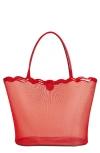 Reformation Isabella Tote In Red Mesh