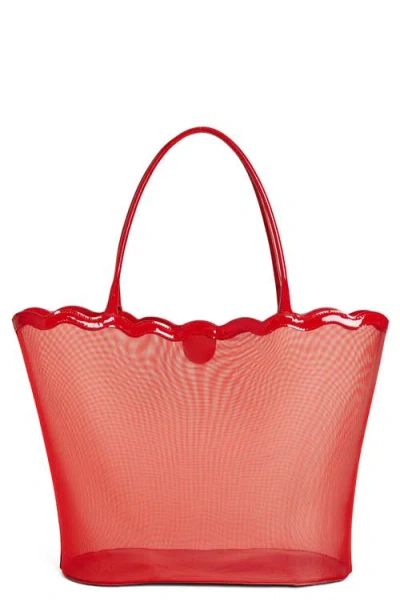 Reformation Isabella Tote In Red Mesh