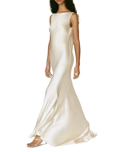 Reformation Isabelle Silk Draped Back Gown In Neutral