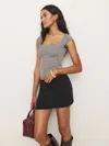 Reformation Isadora Knit Top In Black And White Houndstooth