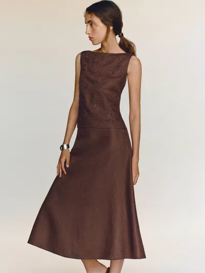 Reformation Ivy Linen Skirt In Brown