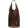 Reformation Ivy Suede Tote In Brown