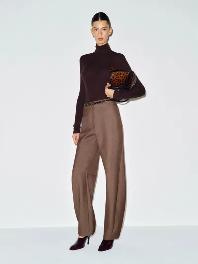 Reformation Jackie Bow Leg Short Pant Brown Silk 0p