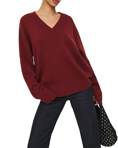 Reformation Womens Jadey V-neck Cashmere And Wool-blend Jumper Chianti In Burgundy
