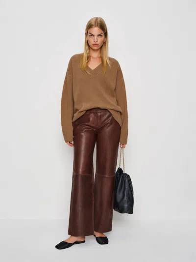 Reformation Jadey Cashmere Oversized V-neck Sweater In Brown